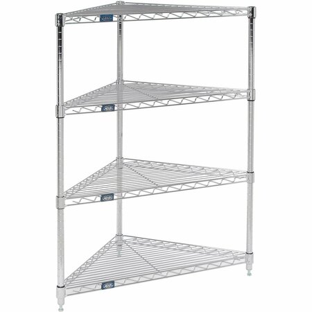 NEXEL Chrome, 4 Shelf, Corner Wire Shelving Unit, 32inW x 24inD x 42inH 796558